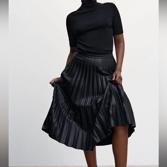 MANGO vegan leather midi skirt - Picture 1 of 3